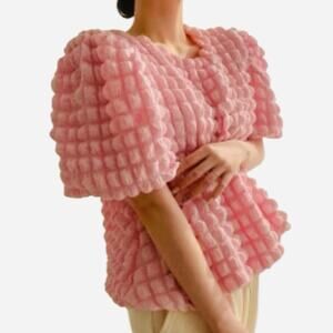 Sunday In Brooklyn Popcorn Top Pink Puff Sleeves Fits Like A Small NWT